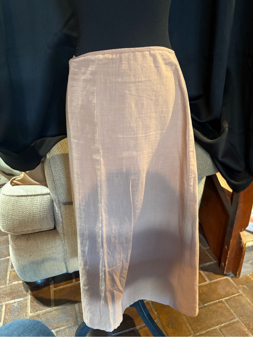 And Now This Women's Lightweight Bias Midi Skirt in Sand Color